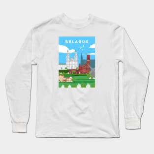 Minsk, Belarus.Retro travel poster Long Sleeve T-Shirt